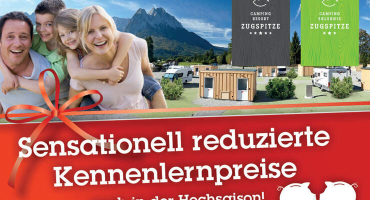 Auch in der Hochsaison setzen die neueröffneten Anlagen Camping Resort Zugspitze****** sowie der komplett modernisierte Drei-Sterne-Platz Camping Erlebnis Zugspitze*** in Grainau bei Garmisch-Partenkirchen ihre Kennenlern-Kampagne mit deutlich ermäßigten Schnupperpreisen fort.