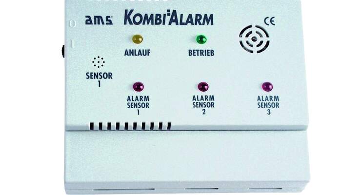 Das Warnsystem AMS Kombialarm compact löst bei geringster Gas- oder Narkosegaskonzentration einen Alarm aus.